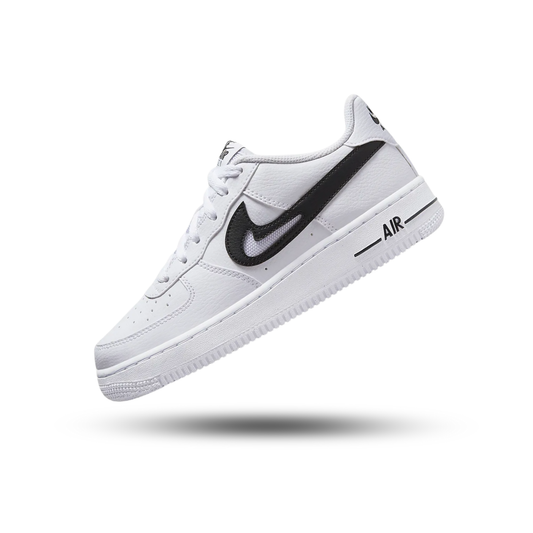 Nike Air Force 1 Low Cut Out Swoosh White Black (GS)
