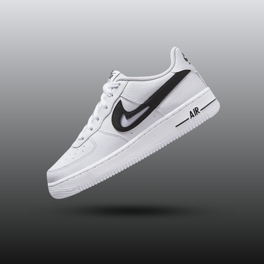 Nike Air Force 1 Low Cut Out Swoosh White Black (GS)