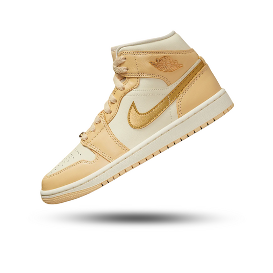 Air Jordan 1 Mid SE Pale Vanilla Metallic Gold (Women's)