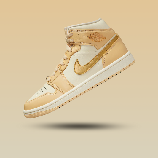Air Jordan 1 Mid SE Pale Vanilla Metallic Gold (Women's)